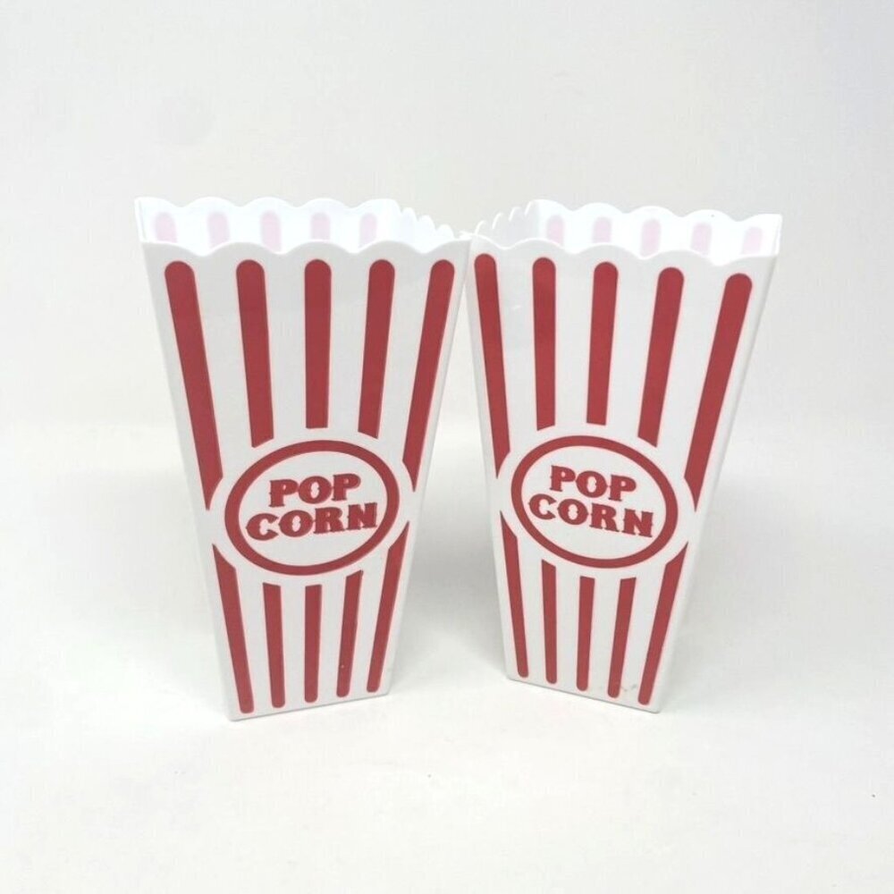 Popcorn Bucket Single Serving Old Time Nostalgic Red White Movies